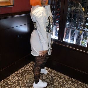 White long sleeve button up dress